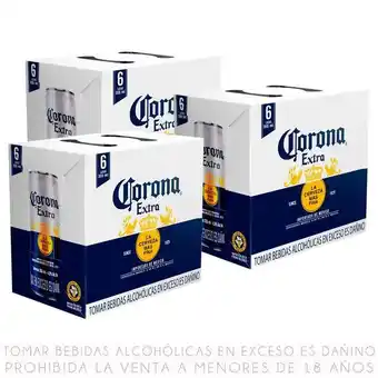 Metro Sixpack x3 cerveza corona lata 355ml oferta