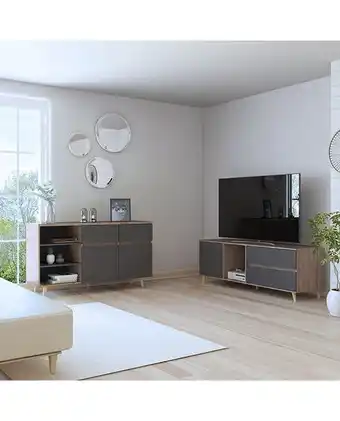 Tiendas EFE Mueble tuhome para tv 60' + aparador salem miel y plomo oferta