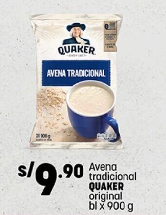 Plaza Vea Avena tradicional QUAKER original bl x 900 g oferta