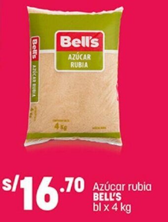 Plaza Vea AZÚCAR RUBIA BELL'S bl x 4 kg oferta