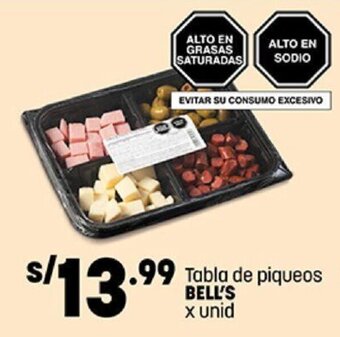 Plaza Vea Tabla de piqueos BELL'S x unid oferta