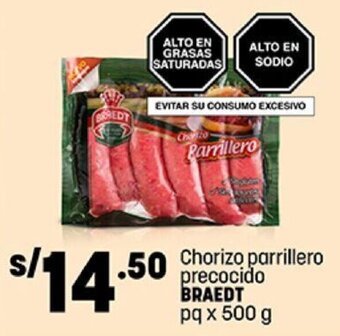 Plaza Vea Chorizo parrillero precocido BRAEDT pq x 500 g oferta