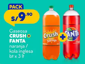 Plaza Vea Gaseosa CRUSH + FANTA naranja / kola inglesa bt x 3 It oferta