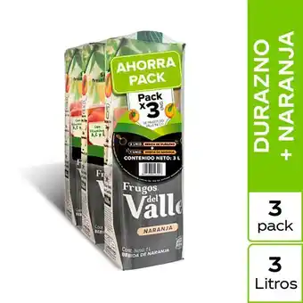 Vivanda Bebida de durazno frugos + jugo de naranja frugos paquete 3un oferta