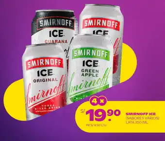 Tambo SMIRNOFF ICE (SABORES VARIOS) LATA 4 x 350 ML oferta