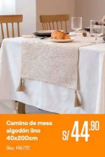 Promart Camino de mesa algodón lino 40x200cm Sku: 146722 oferta