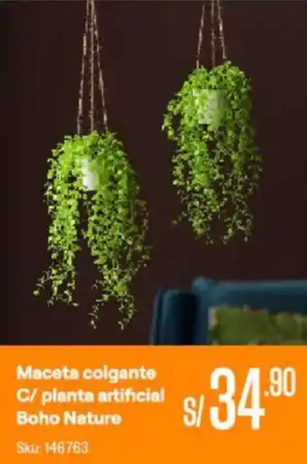 Promart Maceta colgante C/ planta artificial Boho Nature Sku: 146763 oferta