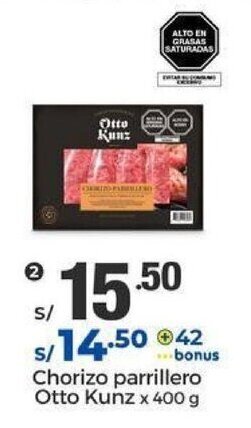 Metro Chorizo parrillero Otto Kunz x 400 g oferta