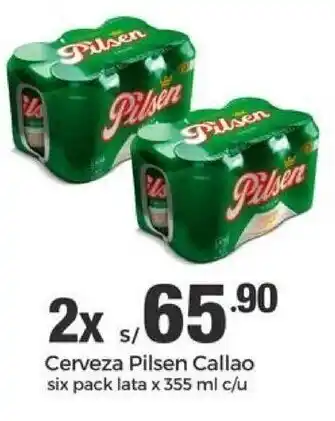 Metro Cerveza Pilsen Callao six pack lata 2 x 355 ml c/u oferta