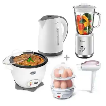 Hiraoka Olla arrocera miray om-t337 1.5l blanco + licuadora miray lm-116v-w 1.5l + hervidor miray hm-874b 1.8 l + cocedor de huevo mi oferta