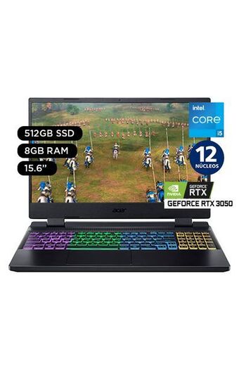 Tiendas EFE Laptop acer nitro 5 15.6' windows 11 intel core i5 12a gen 10 núcleos 8gb 512gb ssd nvidia rtx3050 oferta