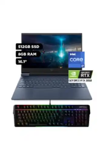 La Curacao Laptop gaming hp victus 16.1 windows 11 home core i7 8gb 512gb ssd 16-d0523la oferta