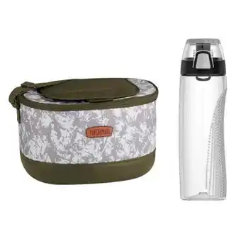 Hiraoka Lonchera thermos camo 111986 blanco + botella thermos hp4100cltdp6 710ml oferta