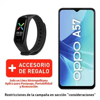 Claro Oppo a57 128gb negro + smartband + portabilidad + postpago + plan max ilimitado 69.90 p oferta
