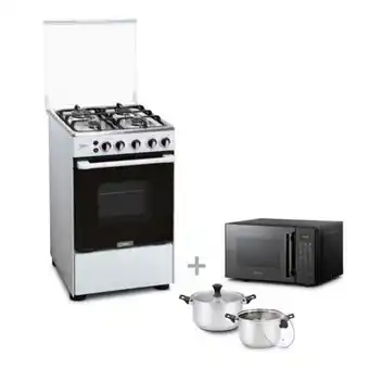 Hiraoka Cocina a glp miray mirto 4 hornillas + horno microondas miray hmm-21n + juego de ollas miray jom-40 oferta