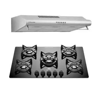 Hiraoka Cocina empotrable glp electrolux gc75m 5 hornillas + campana extractora electrolux ejse302tbjs 80cm oferta