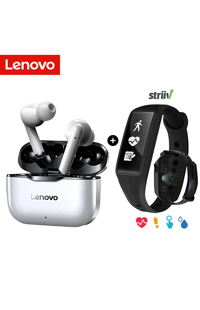 Tiendas EFE Audífonos in-ear lenovo bluetooth lp1 + activity watch striiv oferta