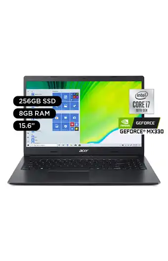 Tiendas EFE Laptop acer aspire 3 15.6 windows 10 intel core i7-1065g7 8gb 256gb ssd a315-57g-78c5 oferta