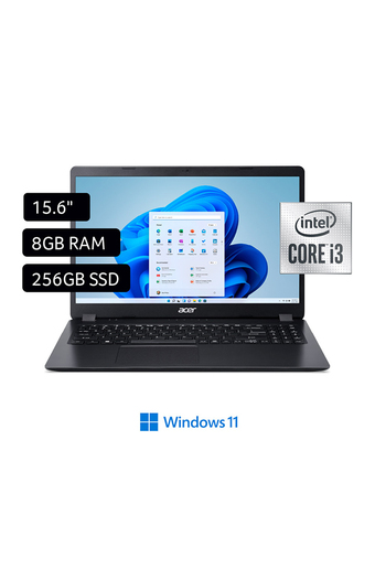 Tiendas EFE Laptop acer aspire 3 15.6 windows 11 intel core i3-1005g1 3500u 8gb 256gb ssd a315-56-34a1 oferta
