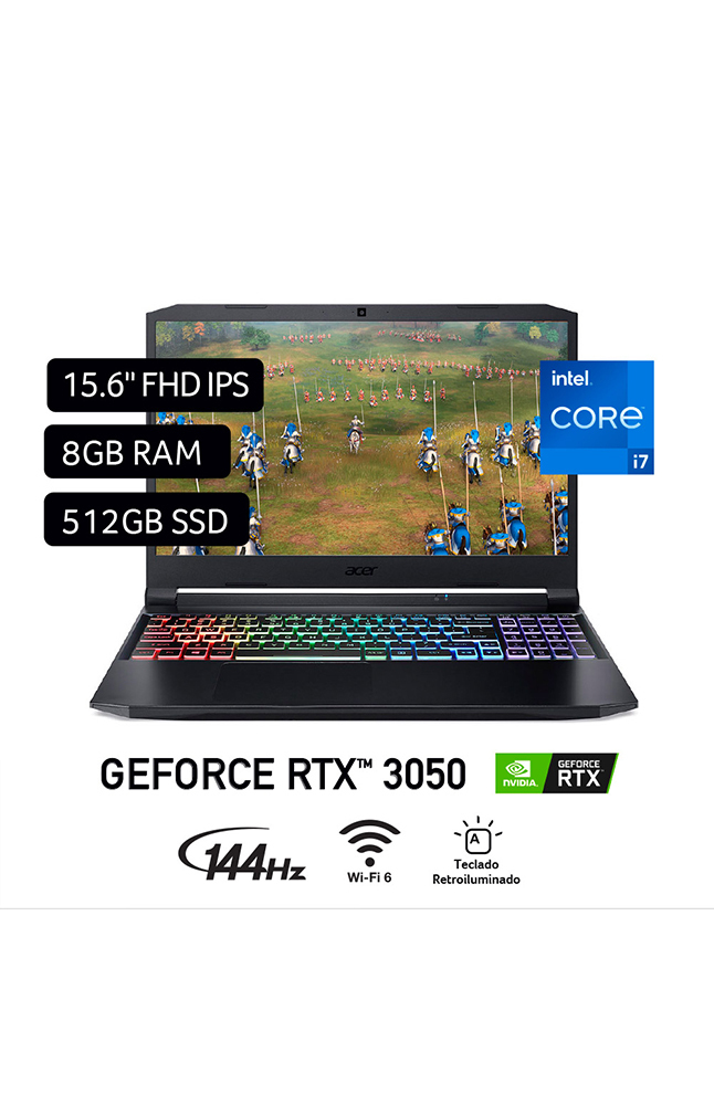 Tiendas EFE Laptop acer nitro 5 15.6 intel core i7 11800h 8gb 512gb ssd nvidia rtx3050 oferta