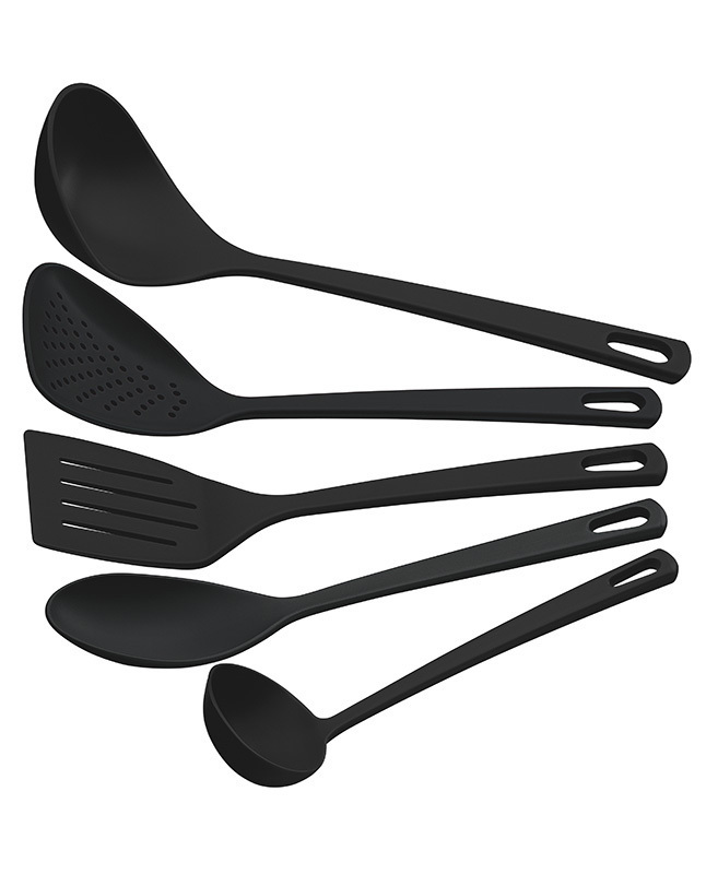 Tiendas EFE Juego de utensilios de nylon de 5pzs tramontina negro oferta