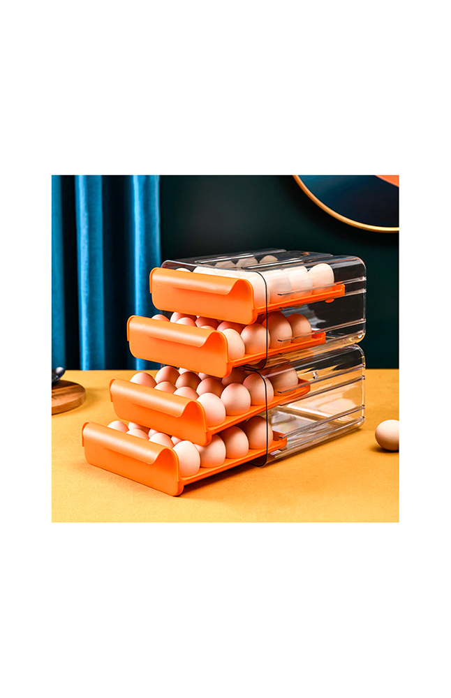 Tiendas EFE Organizador contenedor huevos acrílico 32un gretail naranj oferta