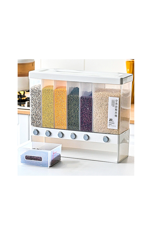 Tiendas EFE Dispensador de menestras arroz con 6 divisiones gretail oferta