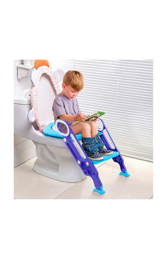 Tiendas EFE Asiento inodoro bacín con escalera gretail azul/mora oferta