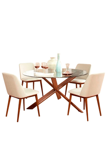 Tiendas EFE Juego de comedor home premium 5 sillas bahia crema oferta