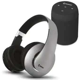 Hiraoka Parlante portátil miray pmbt-49n + audífonos miray am-8677b-g over ear gris oferta