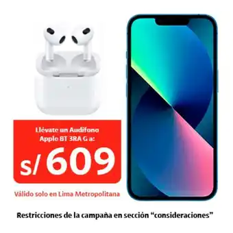 Claro Iphone 13 128gb azul + portabilidad + postpago + plan max ilimitado 69.90 p oferta