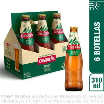 Metro Sixpack cerveza cusqueña trigo botella 310ml oferta