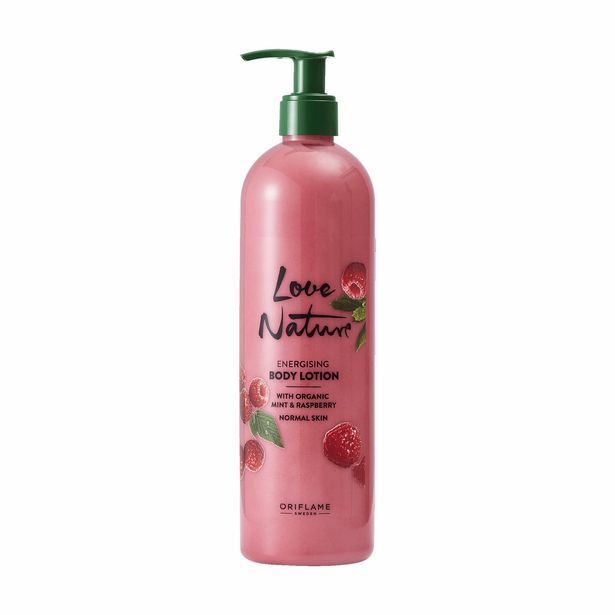 Oriflame Crema corporal energizante con menta y frambuesa orgánicas love nature tamaño grande oferta