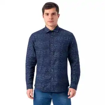 Pionier Camisa popelina estamp. mascherano m/larga oferta
