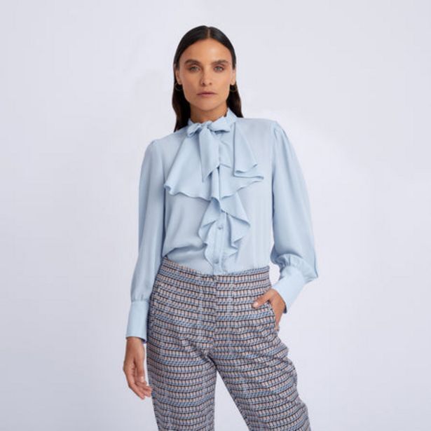 Fina Perú Blusa bianca celeste oferta