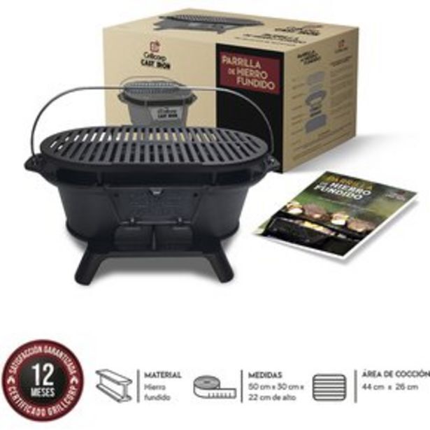 Linio Parrilla de hierro fundido 50x30x22 cm oferta