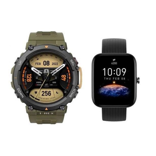 Hiraoka Reloj smart amazfit t-rex 2 verde salvaje + reloj smart amazfit bip 3 negro oferta