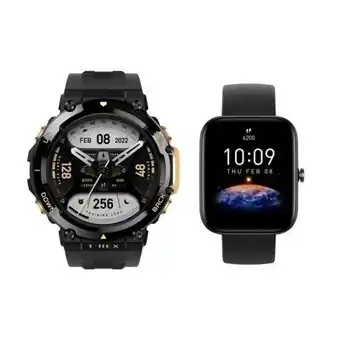 Hiraoka Reloj smart amazfit t-rex 2 negro dorado + reloj smart amazfit bip 3 negro oferta