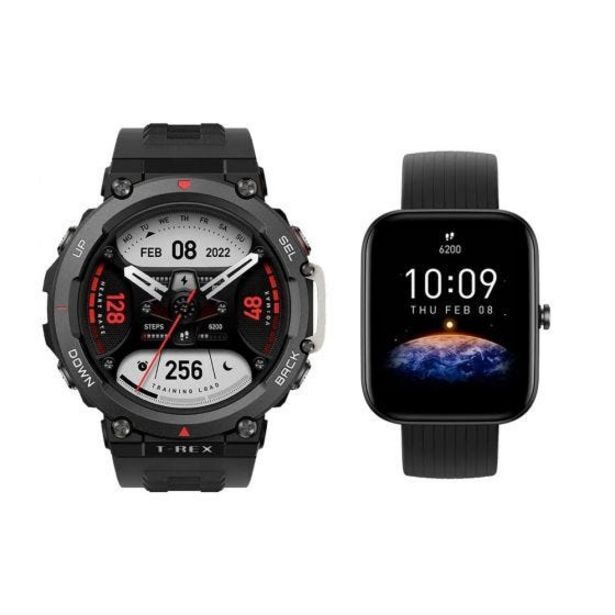Hiraoka Reloj smart amazfit t-rex 2 negro brasa + reloj smart amazfit bip 3 negro oferta
