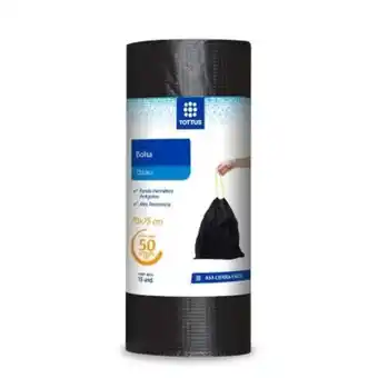 Tottus Bolsa para basura negra de 50 litros en rollo con 15 unidades oferta