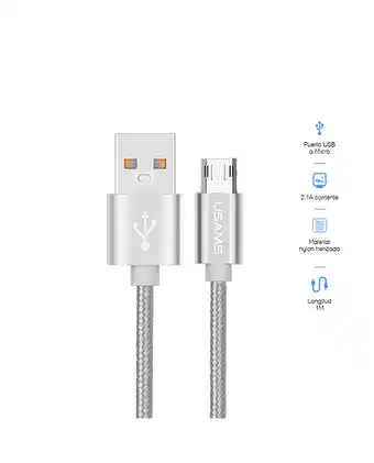 Tiendas EFE Cable data usb tejido micro 1m usams - plateado oferta