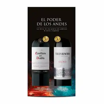 Tottus Pack vino cas dia cab sau + triv rva malbec 750ml oferta