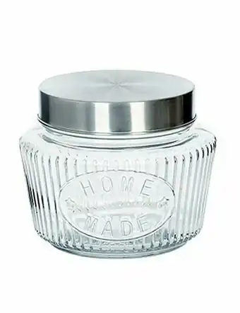 Tottus Canister vidrio labrado tap acero 860ml oferta