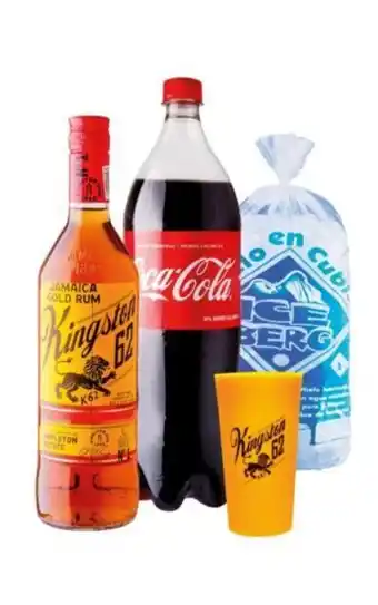 Distribuidora Mi Mar Ron kingston+coca cola 1.5lt.+vaso +hielo oferta