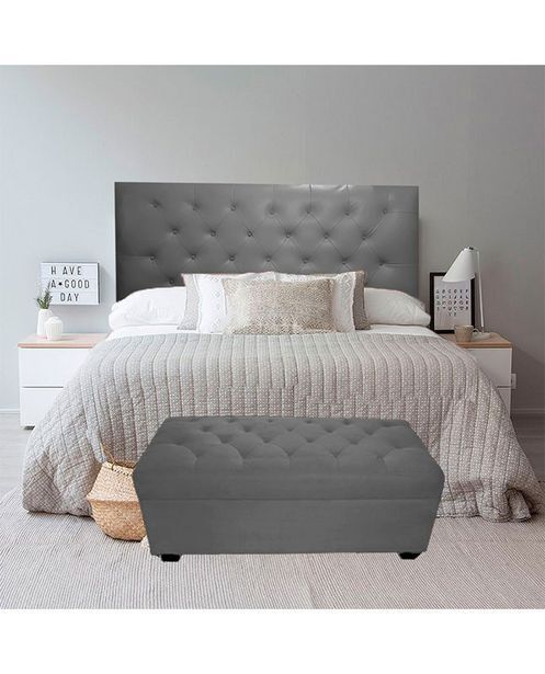 Tiendas EFE Cabecera club hogar sjt-479 king gris + banqueta oferta