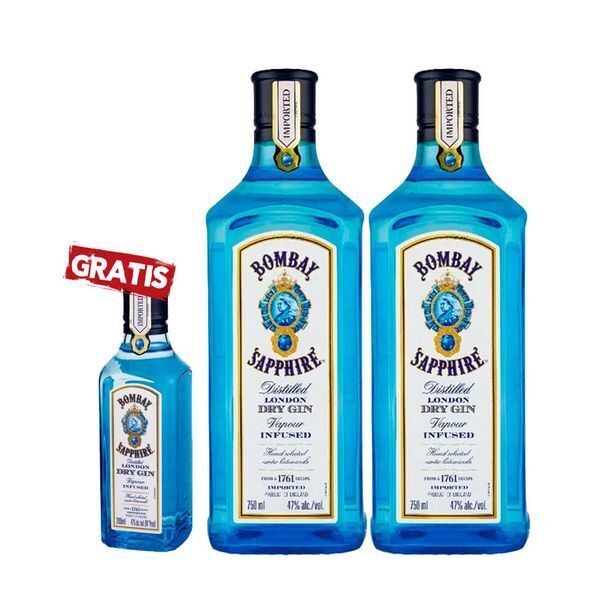 Sumon Licores Gin bombay sapphire 750ml x2 + bombay sapphire 200ml oferta