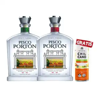 Sumon Licores Pisco portón mosto verde 750ml x2und + rtd chilcano portón 375ml oferta