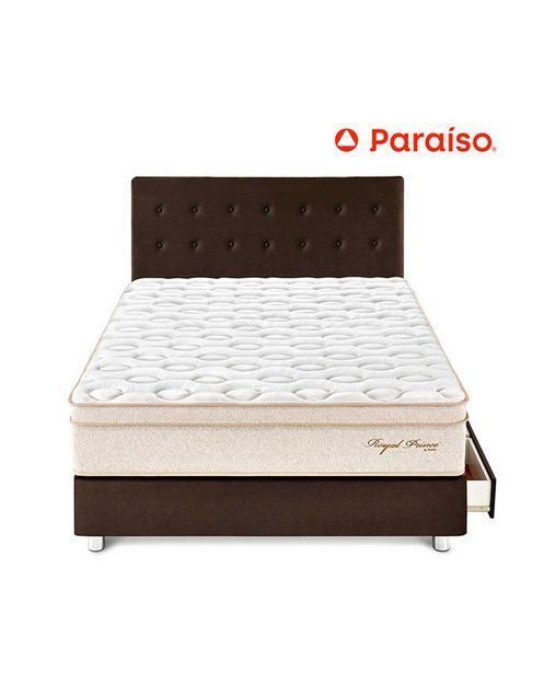 Tiendas EFE Dormitorio cajones paraíso royal prince 1.5plz + almohada + protector chocolate oferta