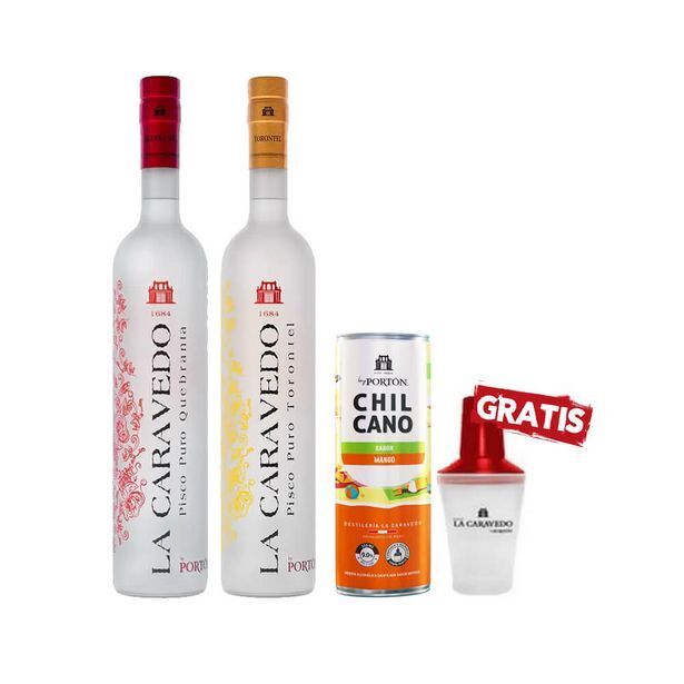 Sumon Licores La caravedo puro 750ml   rtd chilcano portón 375ml   shaker oferta