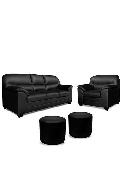 Tiendas EFE Sala casabella arlett 3 - 1 + 2 puff negro oferta